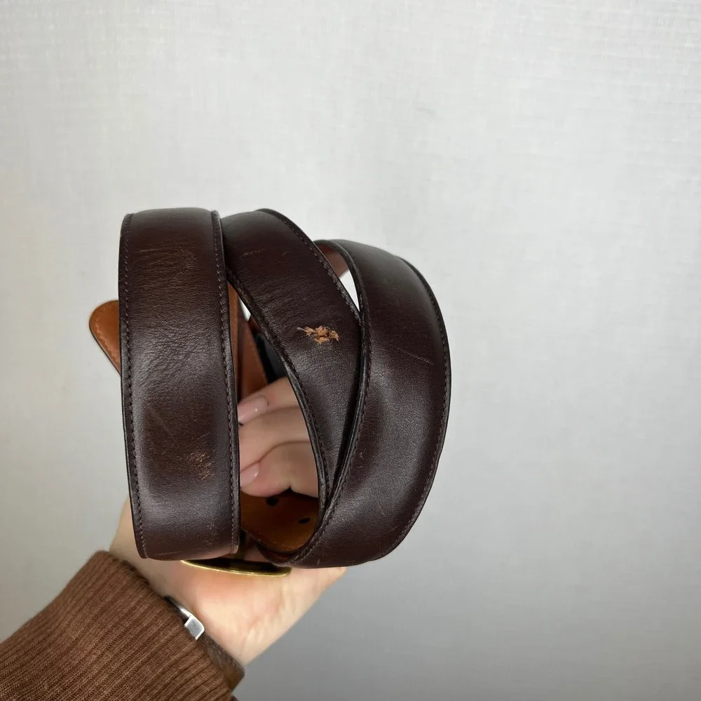 Trafalgar Men's Dark Brown Leather Belt Brass‎ Buckle Size 38